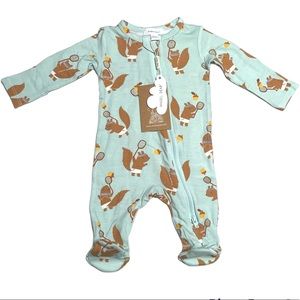 {NWT}[Angel Dear] {Blue} [Squirrel Tennis Dual Zip Footie] {Newborn}
